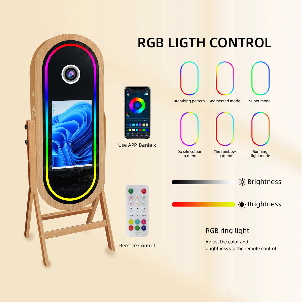 Photobooth IceBox Wooden Mirror 21.5"