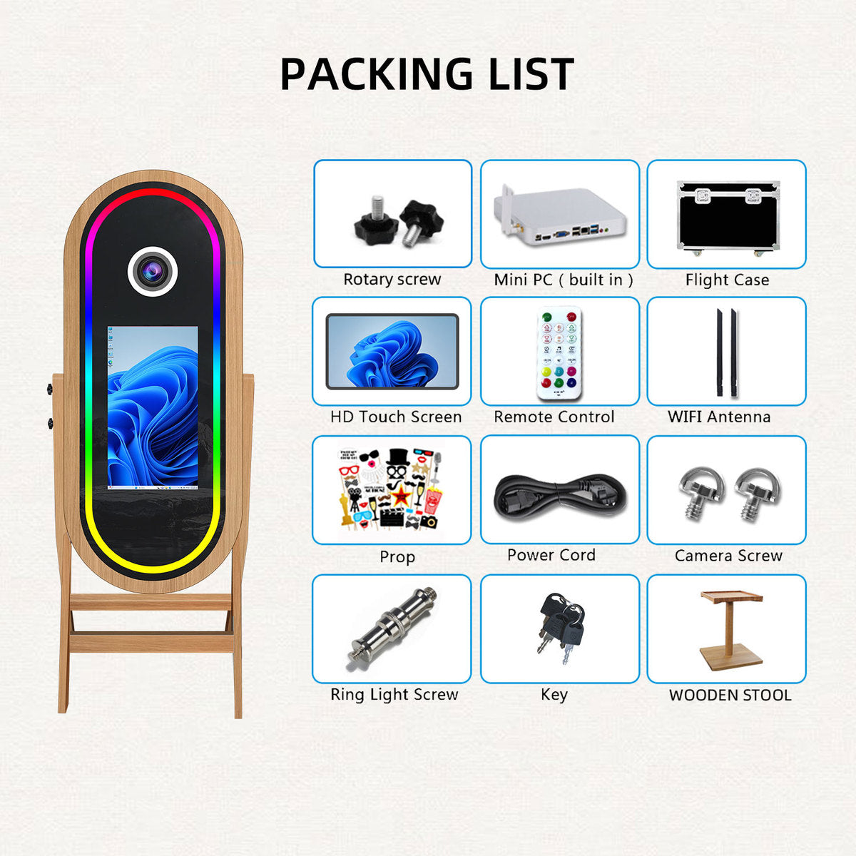 Photobooth IceBox Wooden Mirror 21.5"